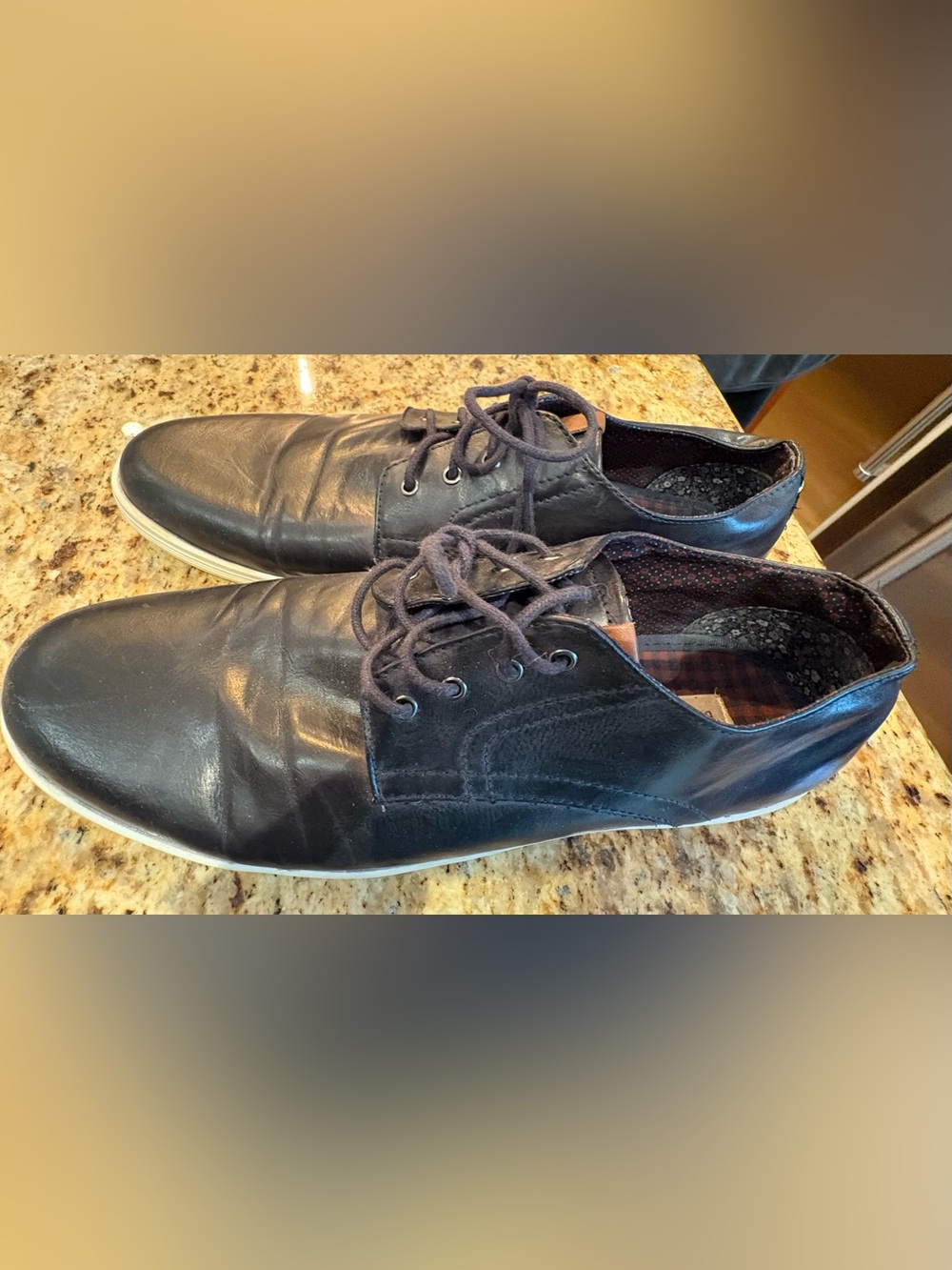 Ben Sherman Black Leather Derby Shoes with Contrasting White Sole - Picture 5 of 6